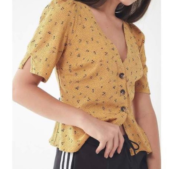 Urban Outfitters Tops - URBAN OUTFITTERS Mustard Yellow Floral KELSEY Top